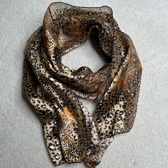 Leopard Print Silk Scarf - Picture 1 of 6
